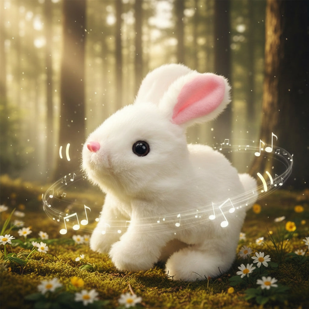 Walking & Talking Rabbit Toy for Kids | Hopping Bunny Plush Toy with Wiggling Ears | Soft White Dancing Rabbit Toy