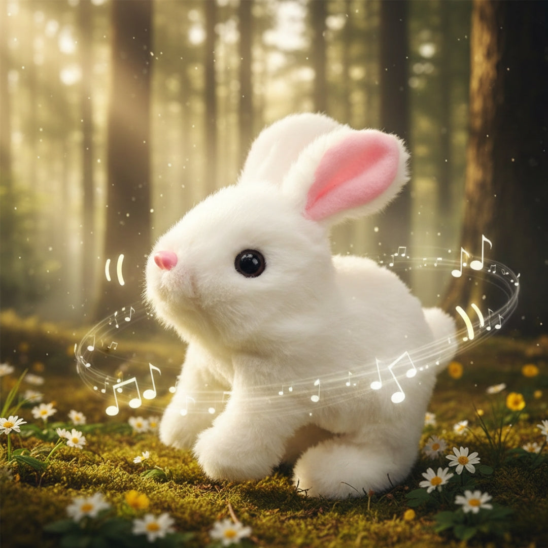Walking & Talking Rabbit Toy for Kids | Hopping Bunny Plush Toy with Wiggling Ears | Soft White Dancing Rabbit Toy