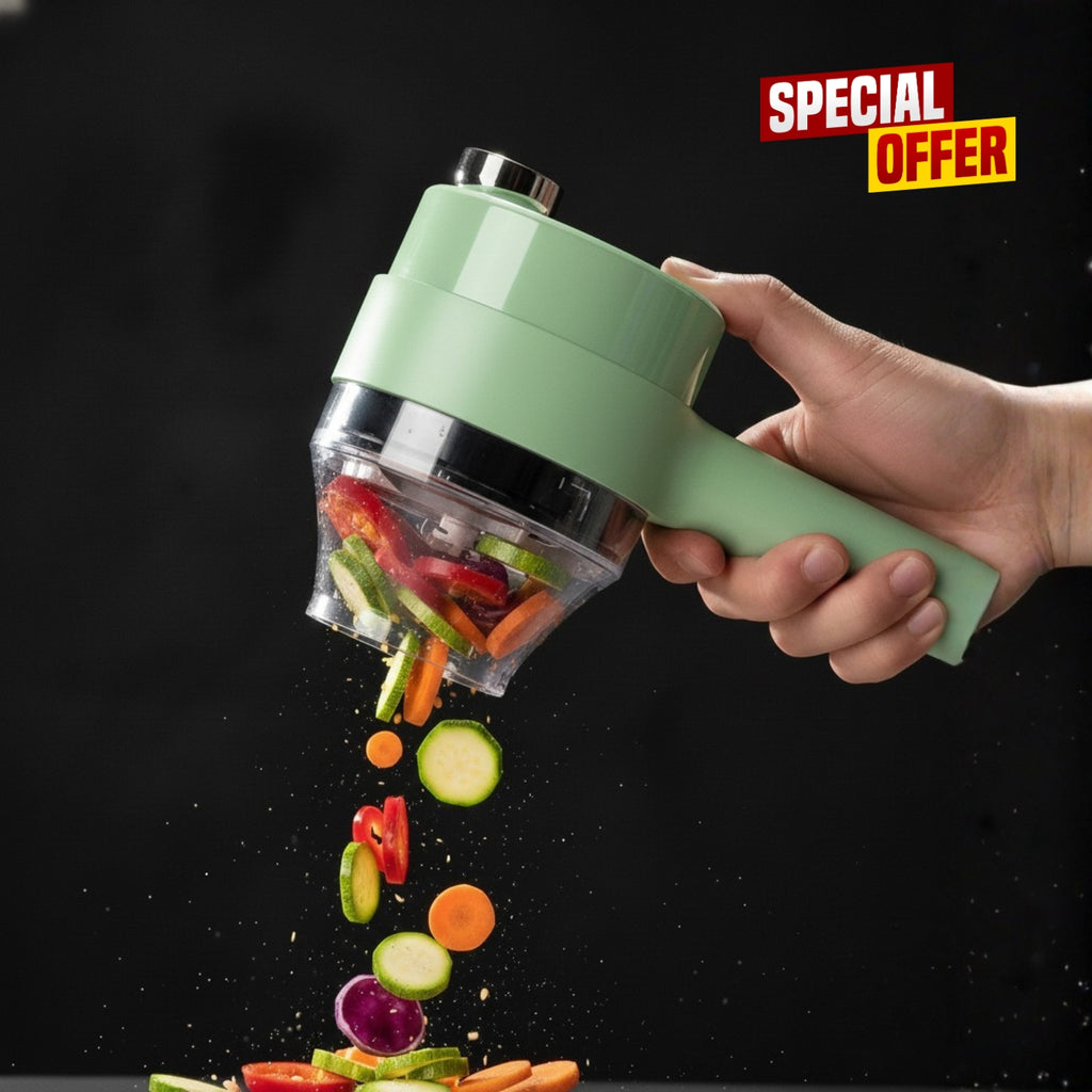 Electric Vegetable Slicer Set – 4-in-1 Rechargeable & Wireless Food Processor