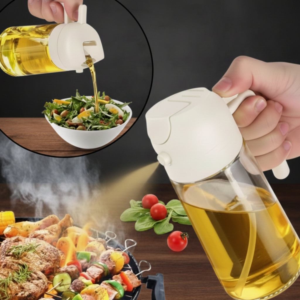 Oil Dispenser & Mist Spray Bottle – 500ml Leakproof Cooking Oil Container